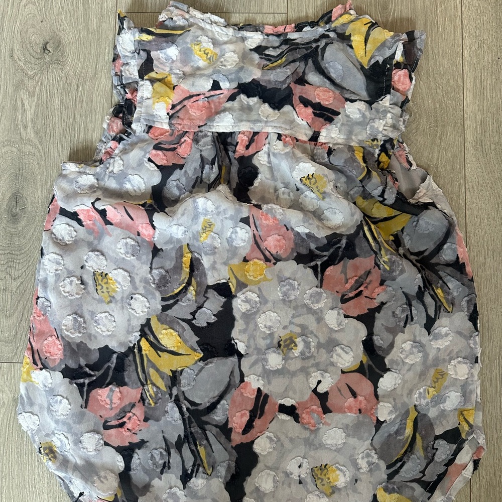 LOFT Floral Blouse - Pink, Yellow, Gray - Picture 3 of 3